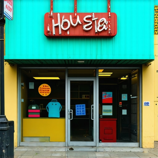Vibrant Houston storefront with signage and street traffic