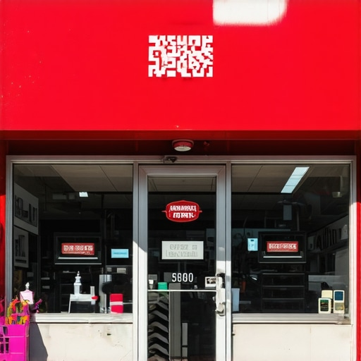 Houston storefront with digital marketing icons