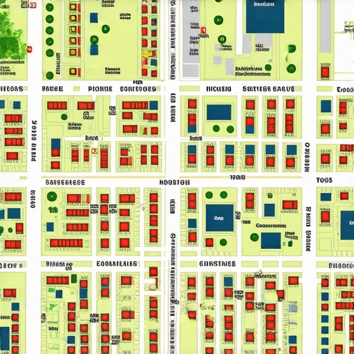 Houston Neighborhoods and Community Engagement Map of Houston neighborhoods highlighting local landmarks and community interactions.