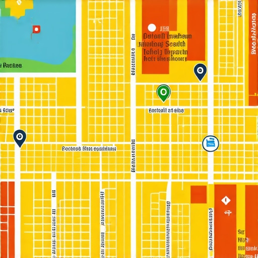 Houston neighborhood map with SEO markers and icons