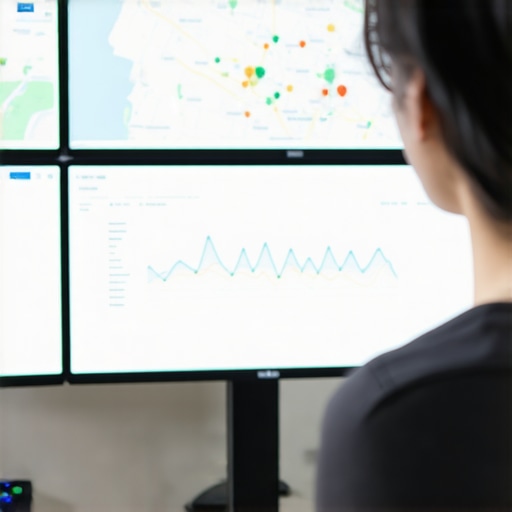 Person reviewing SEO analytics and local maps to improve Houston business rankings.