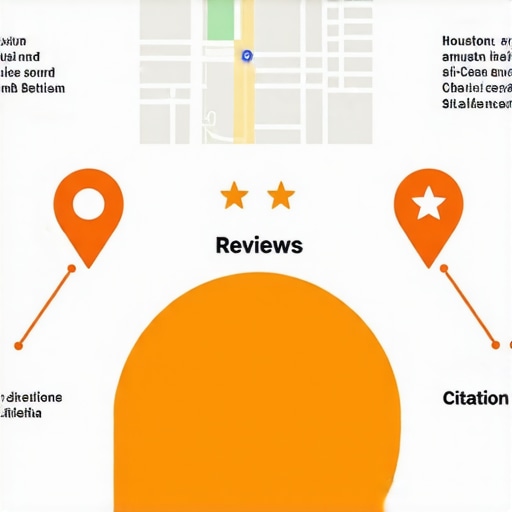 Visual guide illustrating steps to optimize Google Maps listing for Houston businesses.
