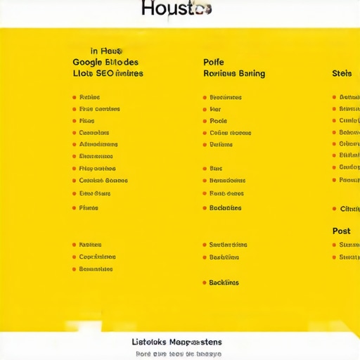 Houston Local SEO Strategy Diagram Infographic illustrating steps to improve Google Maps rankings in Houston.