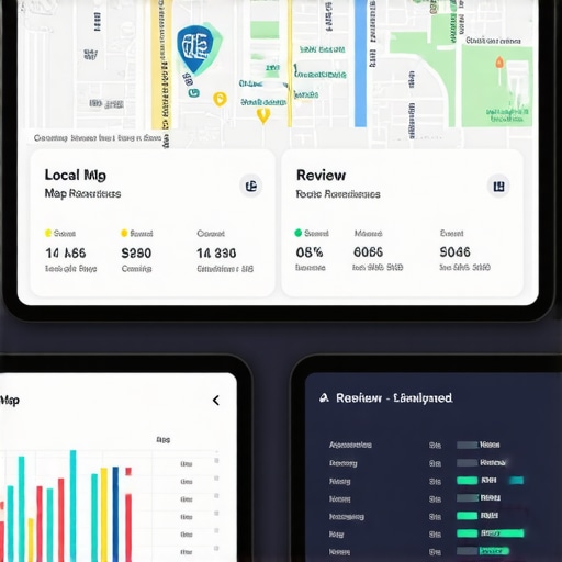 Monitoring Local Rankings Business analytics dashboard showing Google Maps ranking data for Houston. sharp focus, modern style.
