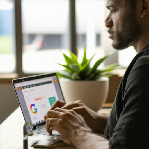 Optimizing a Google Maps Listing in Houston Business owner editing Google My Business profile on laptop