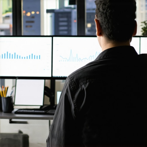 A professional using SEO tools on dual screens to monitor Houston local search performance