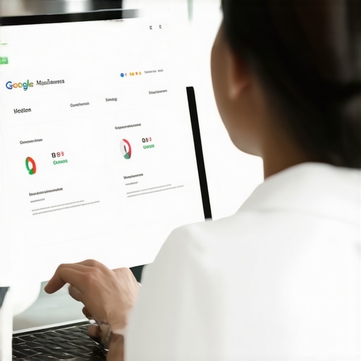 Business owner updating Houston Google My Business profile on a laptop.