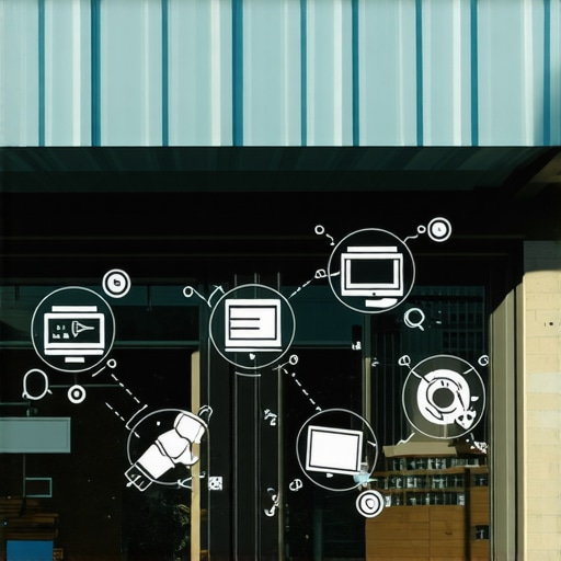 A vibrant Houston storefront with digital marketing icons overlayed, symbolizing strong local SEO.