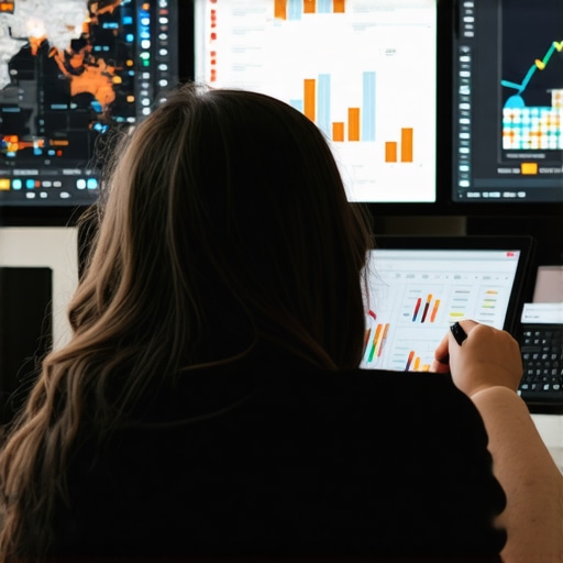 Monitoring Local SEO Metrics Person reviewing local SEO analytics on a laptop, highlighting charts and maps.