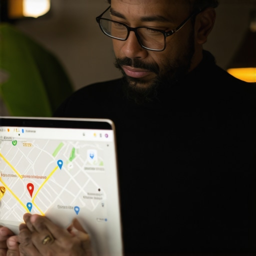 Business owner working on Google Maps profile in Houston