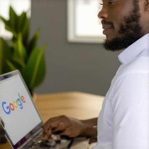 Optimizing Your Houston GMB Profile Business owner editing Google My Business profile on a laptop in an office setting