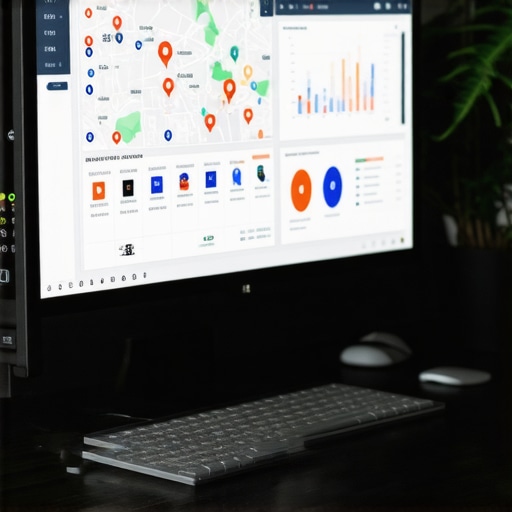 Effective Local SEO Maintenance Tools Person analyzing local SEO metrics on a laptop with Houston maps open on the screen.