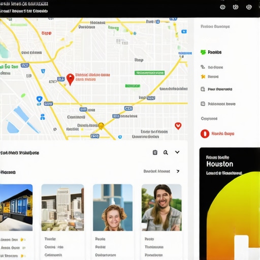 Dashboard view of a Google Business Profile with local Houston map highlights