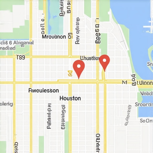 Map of Houston with business locations highlighted for local SEO