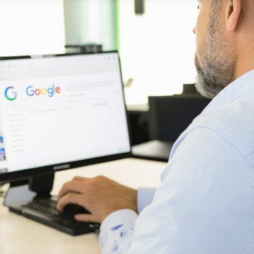 Houston business owner working on Google My Business profile on laptop